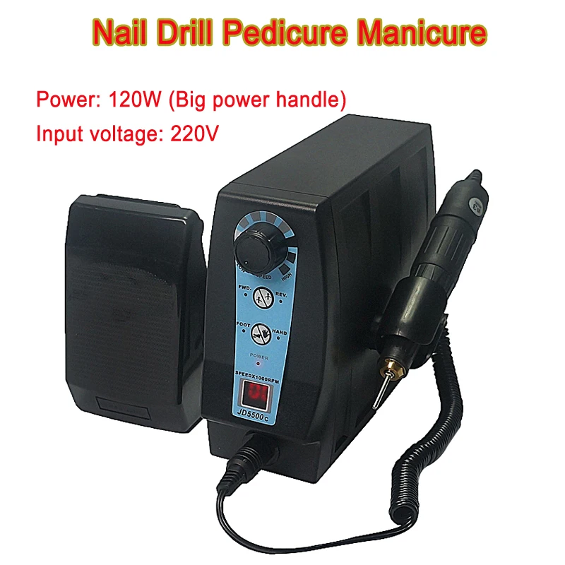 

JD-5500C 120 Watt Big Power Nail Drill Pedicure Manicure Milling Machine Device Manual Electric Tool For Jewelry