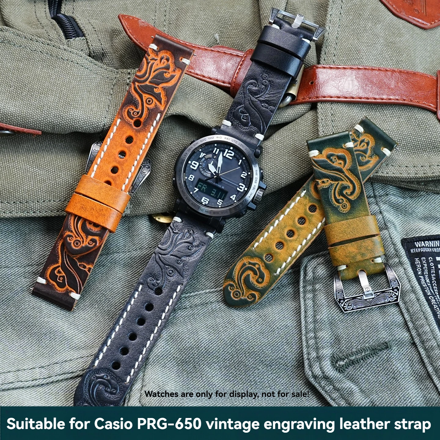 

Для серии Casio PROTREK альпинистские часы PRW-6600Y PRG-600/650 GA2000 ретро резной мужской ремешок для часов из натуральной кожи 24 мм