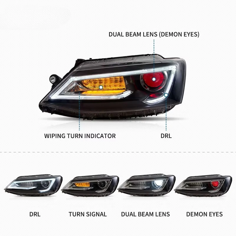Factory Full LED Headlights With Dual Beam Headlamp 2012 2013 2014-UP Head Light for VOLKSWAGEN JETTA IV/SAGITAR Headlight