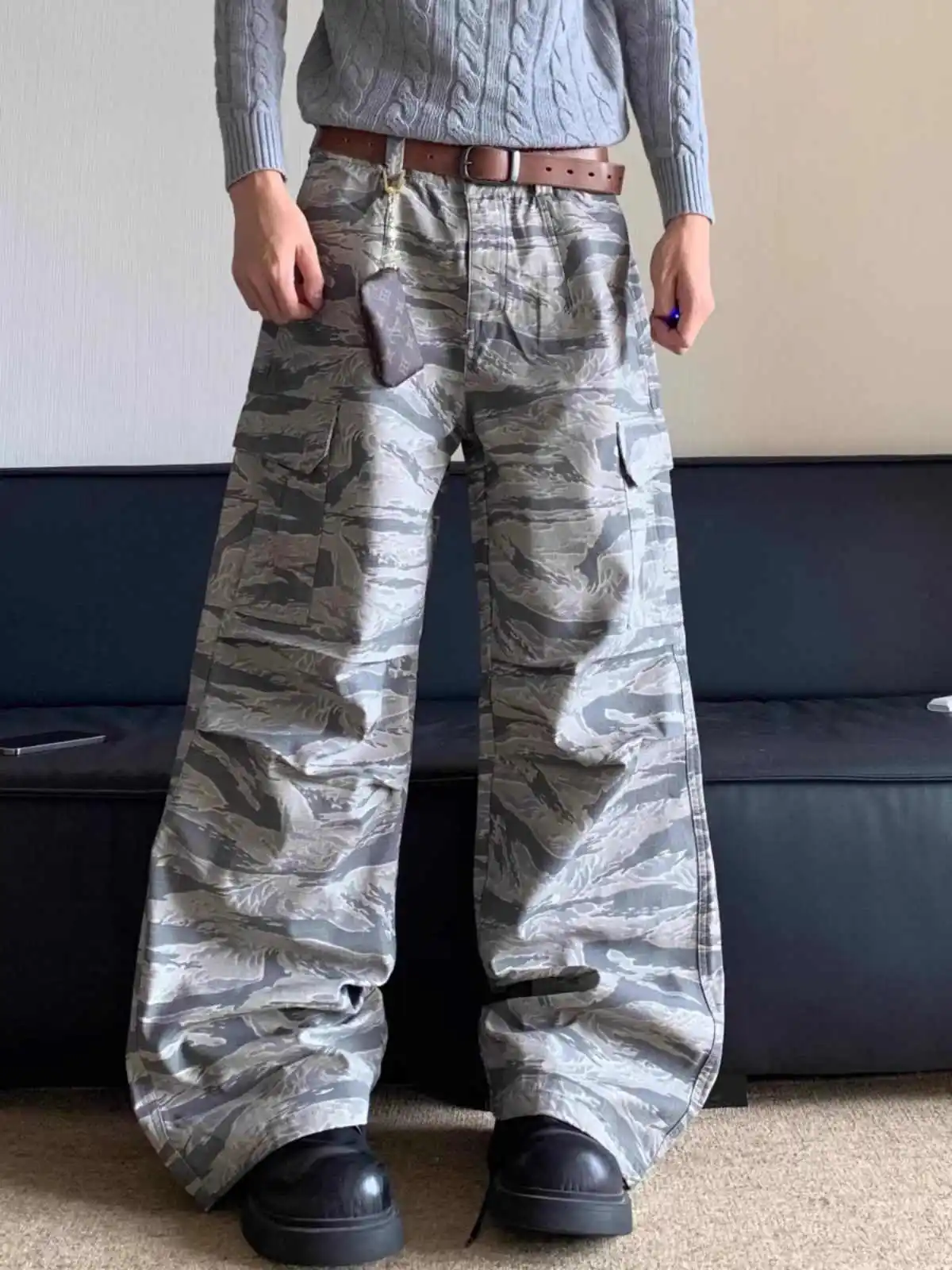 

Camouflage Jeans for Women High Waist American Wide Leg Pants Y2K Vintage Straight Denim Trousers 2025 Summer Oversize Pant