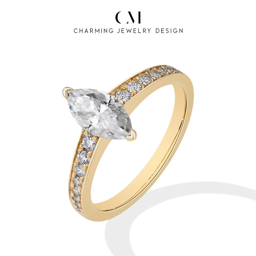 

Изысканное кольцо CHARMING 2026 с муассанитом 10*5 мм в форме маркизы, S925, для женщин, классический подарок на вечеринку, годовщину, свадьбу, помолвку