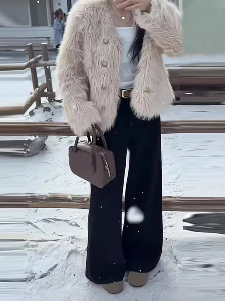 جينز غير رسمي مضيئة السراويل عالية الخصر أسود واسعة الساق بنطلون فضفاض صالح الخريف الشتاء نمط جديد مستقيم السراويل الطويلة للنساء