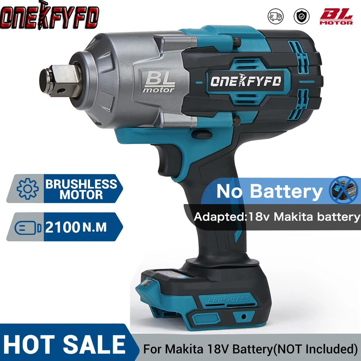 2100N.M Brushless Cordless Electric Impact Wrench 3/4\