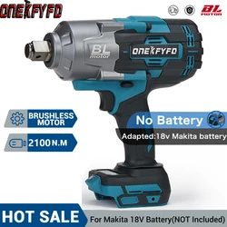 Llave de impacto eléctrica inalámbrica sin escobillas, destornillador de 3/4 pulgadas, llave dinamométrica, herramientas compatibles con batería Makita de 18V, 2100n. M