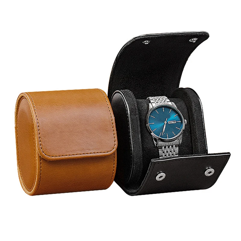 Retro Single Watch Bag Leather Watch Box Portable Travel Watch Case Gift Box Storage Organizer and Display Watch Box Case