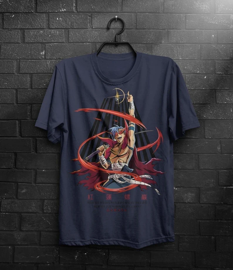 Tengen Toppa T-shirt Oversized Unisex Streetwear Trendy Cotton Printed Cotton Neutral O-Neck Short Sleeve high quality Couples