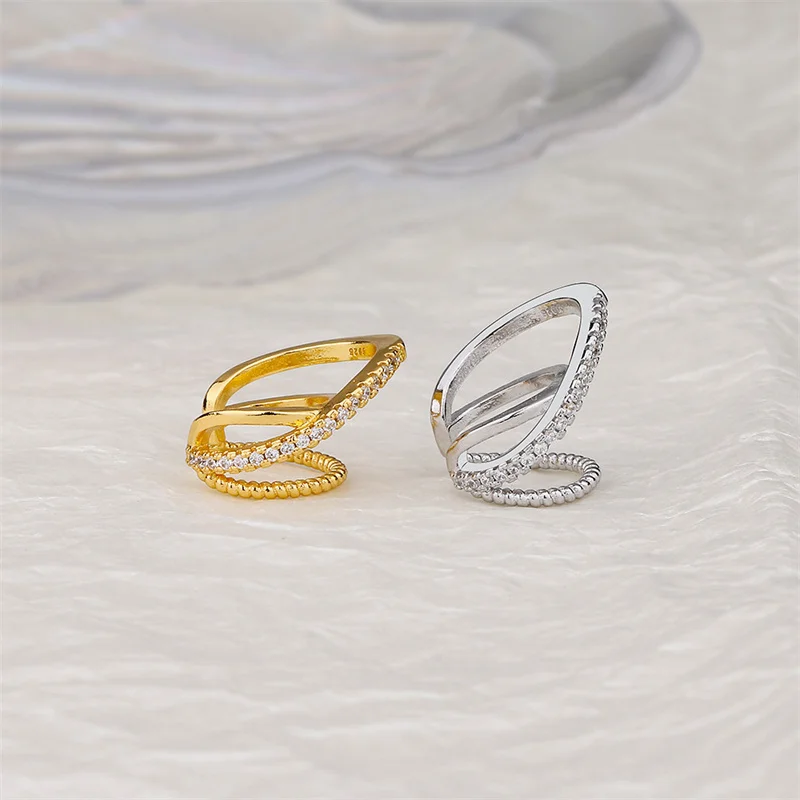 1Pcs 925 Silver Plated Zircon Cross Ear Clip Earrings For Women Ear Cuffs Jewelry Without Hole Fake Piercing Jewelry eh116