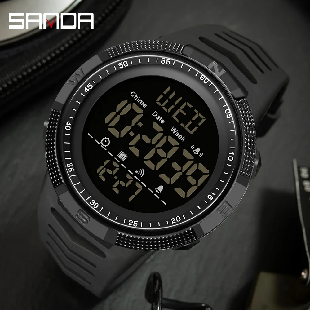 SANDA 6014 Top Brand Waterproof Men Watch Multifunctional Luminous Digital Wristwatch Outdoors Sports Student Watches Fashion