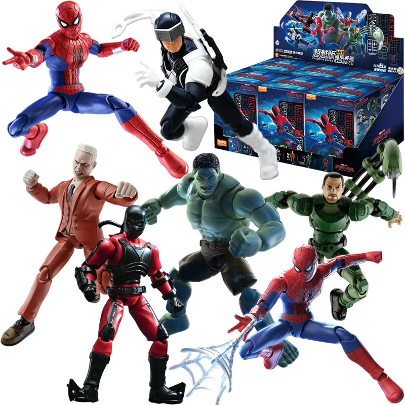 BLOKEES Marvel Spider-Man: Nuevo Día de la Marca ‌   Figura de Acción de Peter Parker, Hulk, Scorpion, Tombstone y Boomerang, Juguete de Ensamblaje, Regalo de Cumpleaños