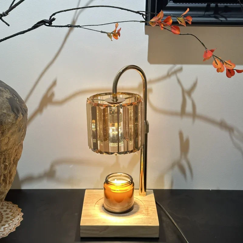 Champagne Colored Glass Flameless Aromatherapy Lamp, Candle Warmer Lamp Adjustable Height/Timed In Bedroom/Coffee