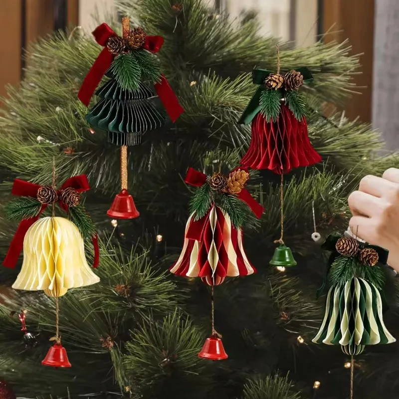 

Christmas Paper Jingle Bell Pendant for 2025-Festive Tree Ornament Decoration Essential Xmas, Navidad New Year Party Supplies