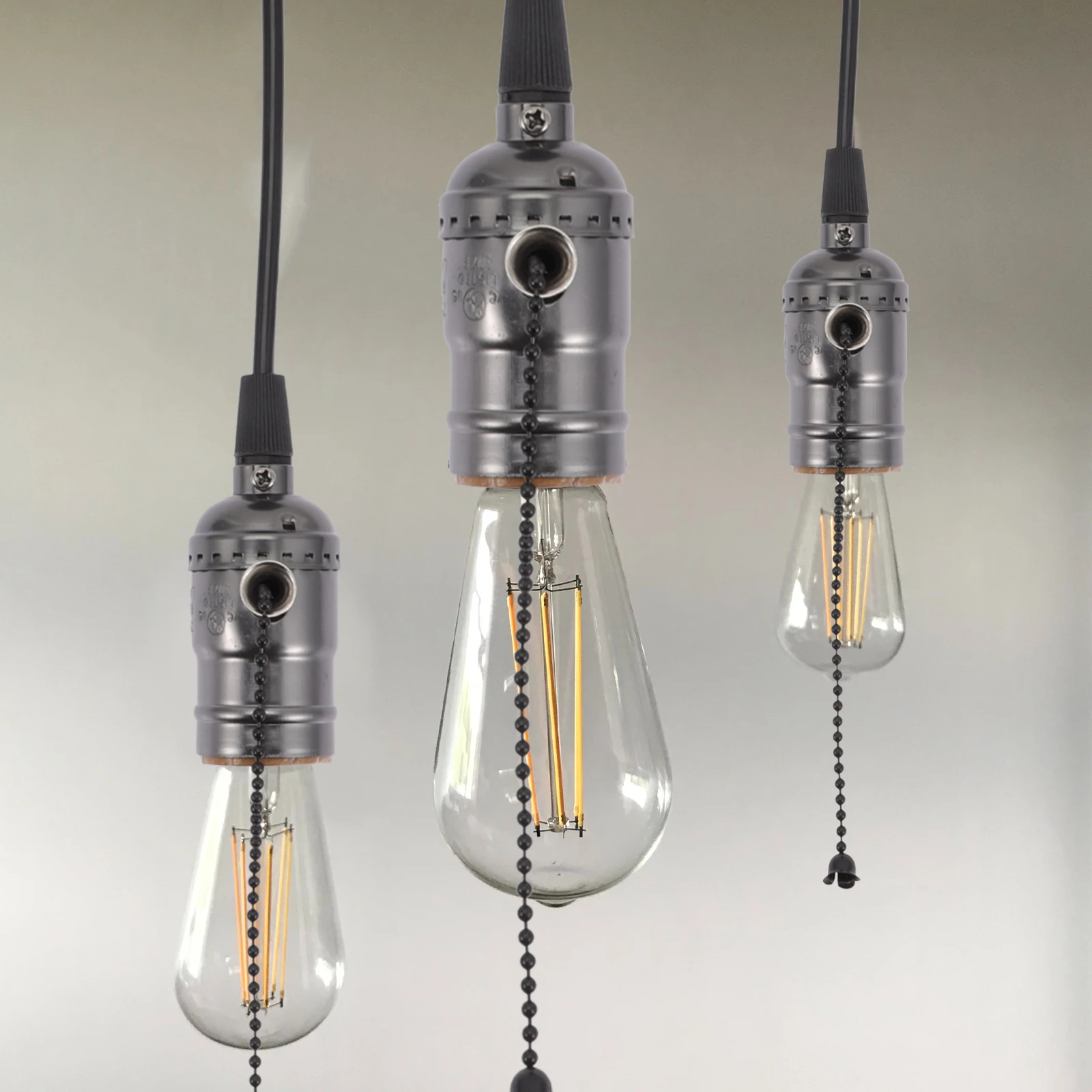 

Retro Lamp Holder E27 Socket Screw Vintage Black Aluminum Chain Switch Pendant Light Decorative Lighting Accessories