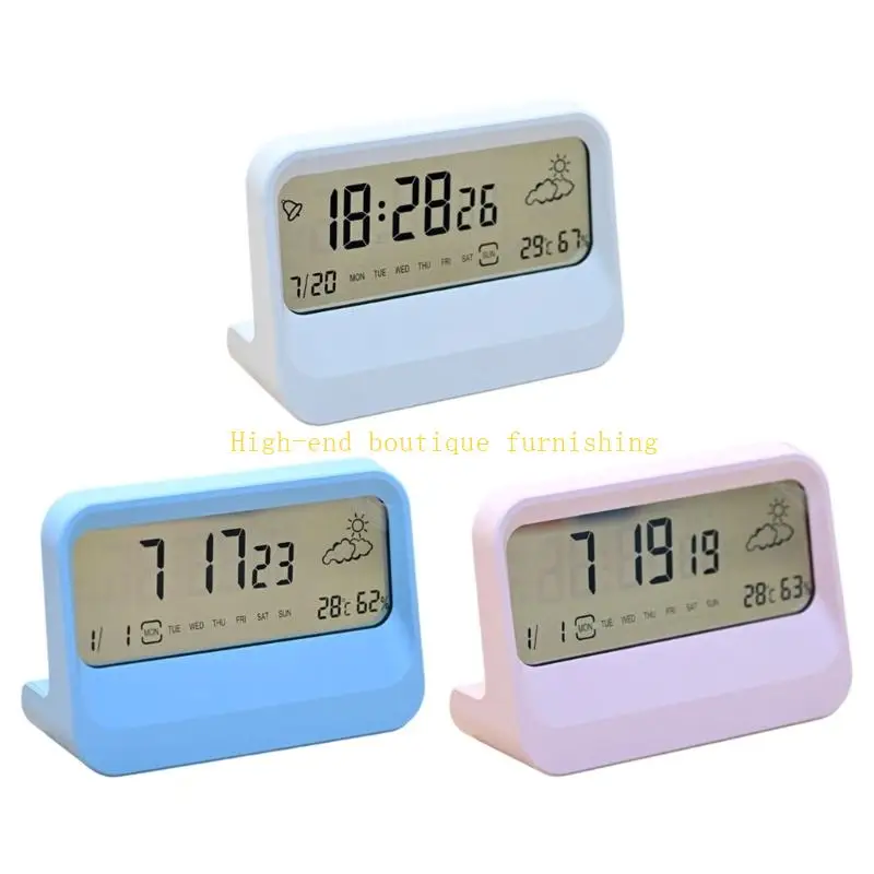 L9NB Alarm Clocks for Bedroom Digital Clocks Desk Alarm Clocks with Day of Week,Temperature Weather for Living Room Decors