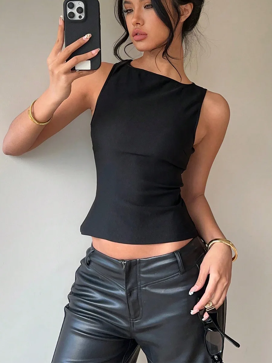 

Rh Women's Clothing 2025 Summer New Sexy European And American Style Small Vest Elastic Sleeveless Slim Fit Top For Women