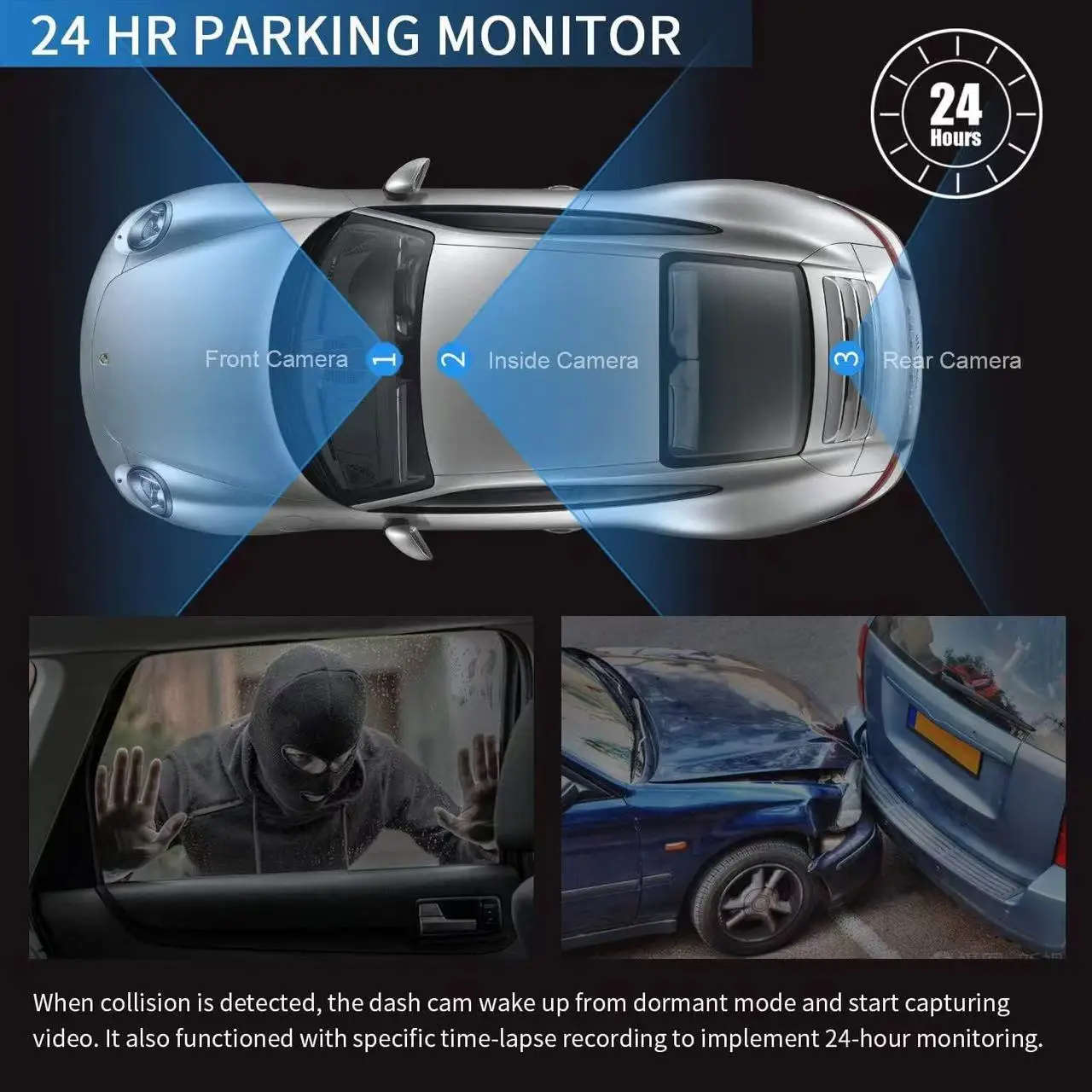 PRUVEEO 2K Mirror Dash Cam 3 Channel,Rear View Mirror Camera,Dash cam Front and Rear Inside,12'' Full Touch Screen