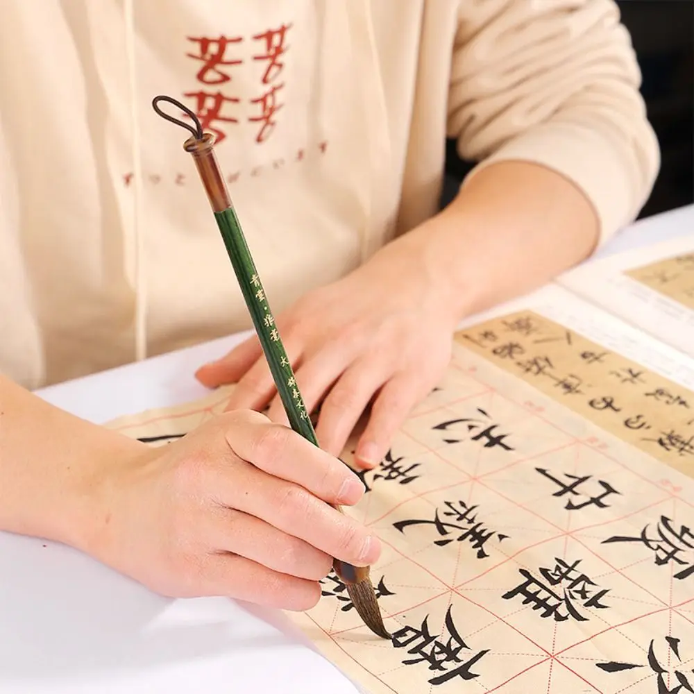 Traditional Chinese Calligraphy Brush Oil Painting Wolf Hair Scriptures Writing Brush Oil Watercolor Wood Art Paint Brush