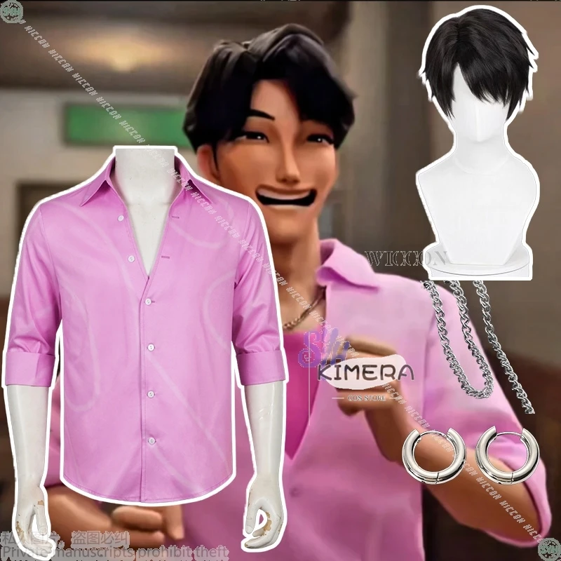 

Аниме Косплей Фильм Kpop Demon Saja Boys Jinu 코스프레 Розовая рубашка с длинными рукавами Красивый реквизит Серьги Ожерелье Хэллоуин Рождество