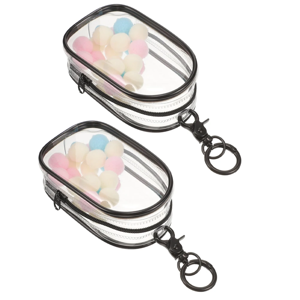 

2 Pcs Baby Bag Display Cases Zipper Closur Clear Figure with Keychain Transparent Figures for Small Child