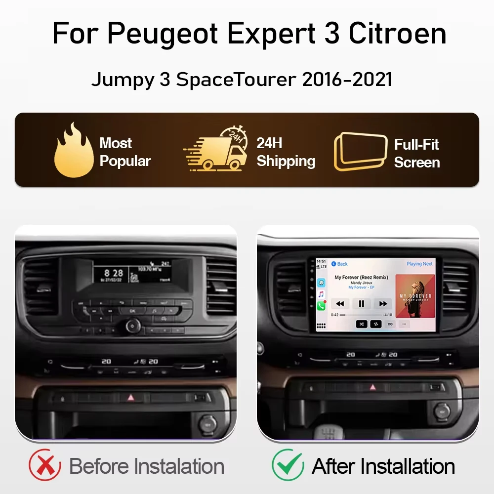 Car Radio For Peugeot Expert 3 Citroen Jumpy 3 SpaceTourer 2016-2021 Android Auto Player Carplay 2din 4G WIFI  autoradio Stereo