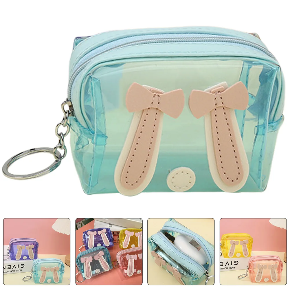 Mini pochette transparente pour porte-clés, 2 pièces, portefeuille Portable, couleur aléatoire, léger, taille compacte, tendance, porte-monnaie pour étudiant, portefeuille de changement