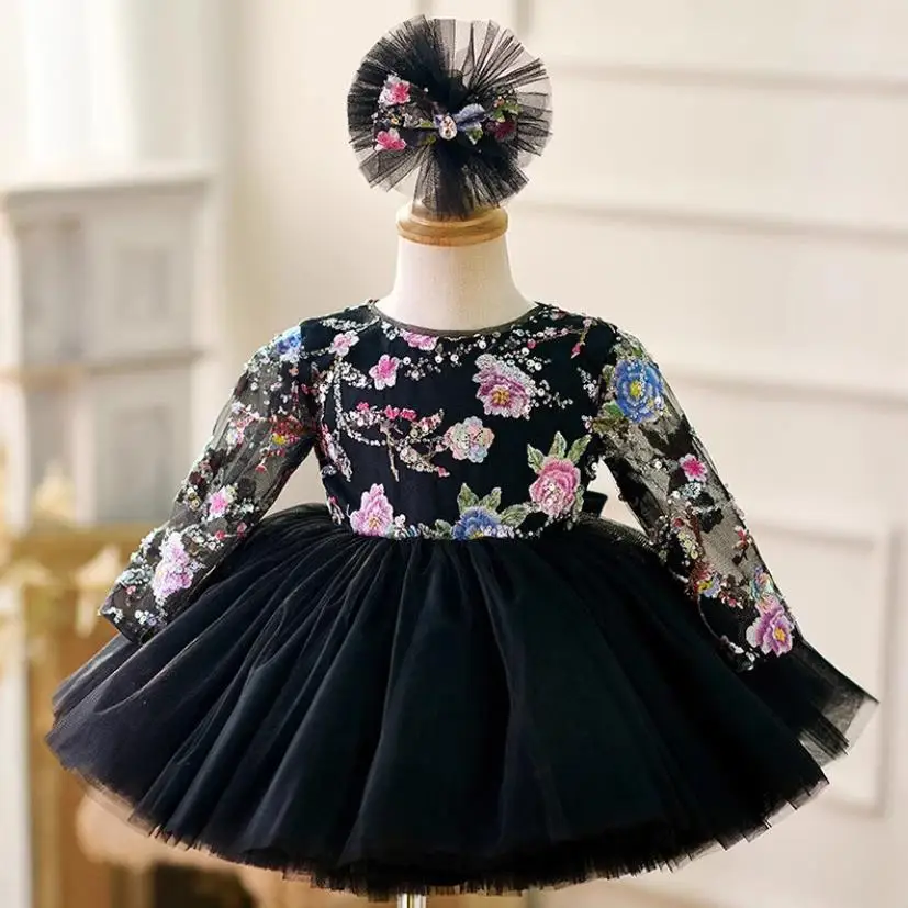 New Children's Sequins Ball Gown Host Piano Performance Wedding Birthday Party Girls Dresses A4318 Vestidos Bridesmaid Dresses