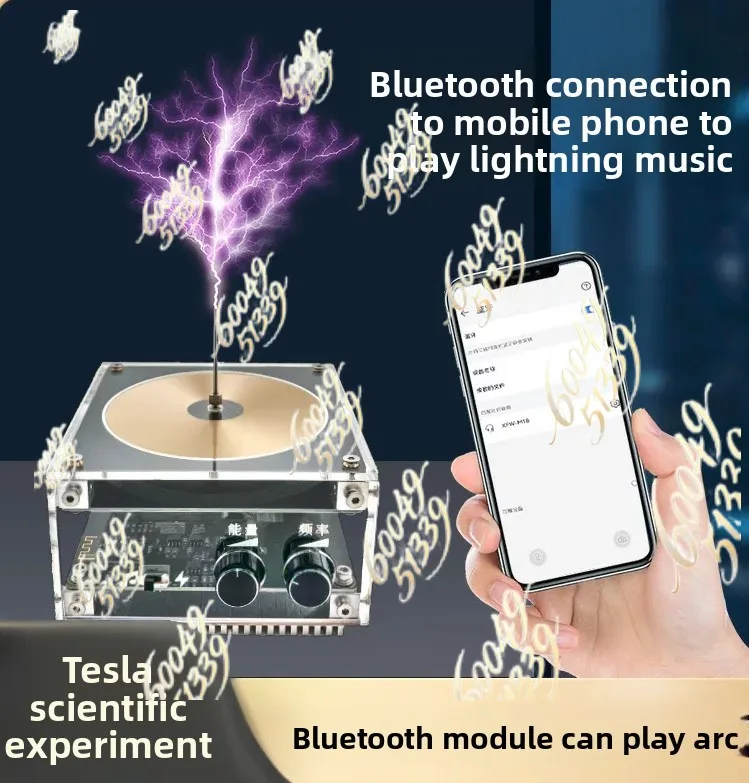 Apply to bluetooth music tesla coil artificial lightning touch palm lightning ignition rhythm vinyl record coil