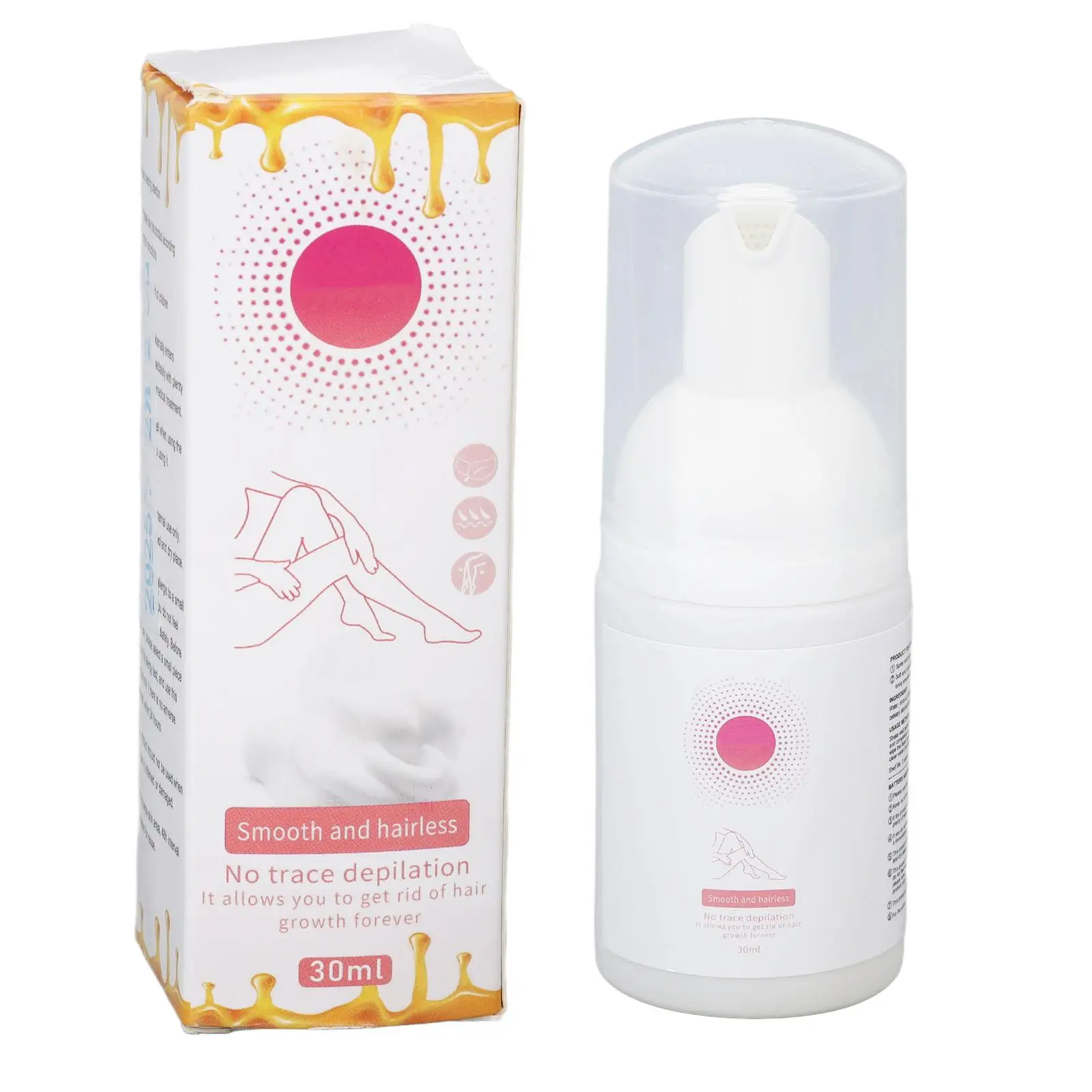 Plant Extract Beeswax Mousse Hair Removal Spray for arms & Legs - 30ml Moisturizing Depilatory Foam