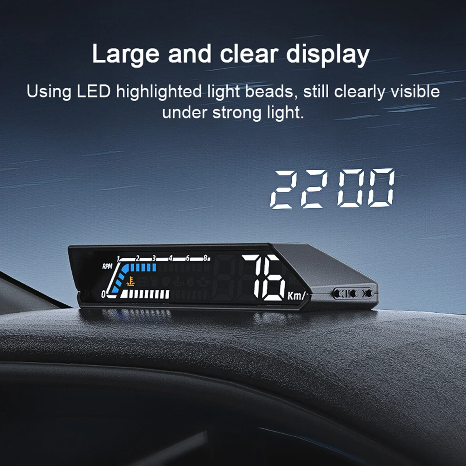 Car Headup Display Multifunctional Car Speedometer LED Display Car Speedometer Vehicle Speed Voltage Oil Temperature Meter