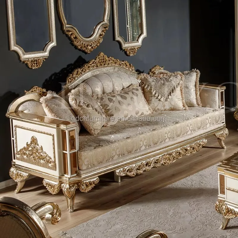 Royal High-end Elegant Luxury Traditional Velvet Sectional Sofa Handmade Sponge Filling European Solid Wood Carved Living Room
