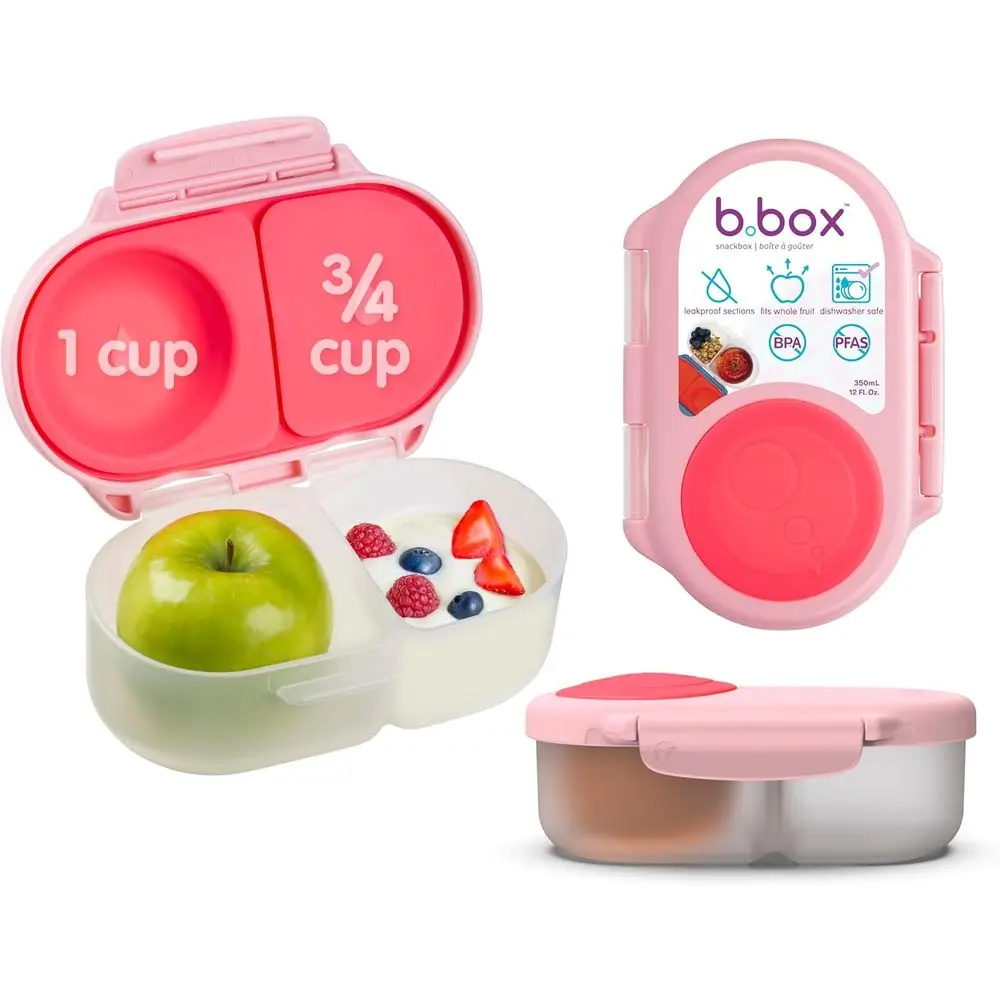 1 3/4 Cup 2 Compartments Leakproof Mini Snack Bento Box BPA PFAS Free Dishwasher Safe For Kids Toddlers Ages 4m+
