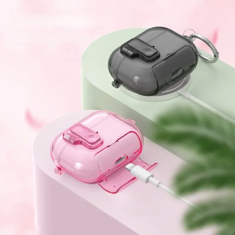 

Premium Transparent TPU Lockable Protector for Apple AirPods Pro 2 / 4， Anti-Drop Earphone Case