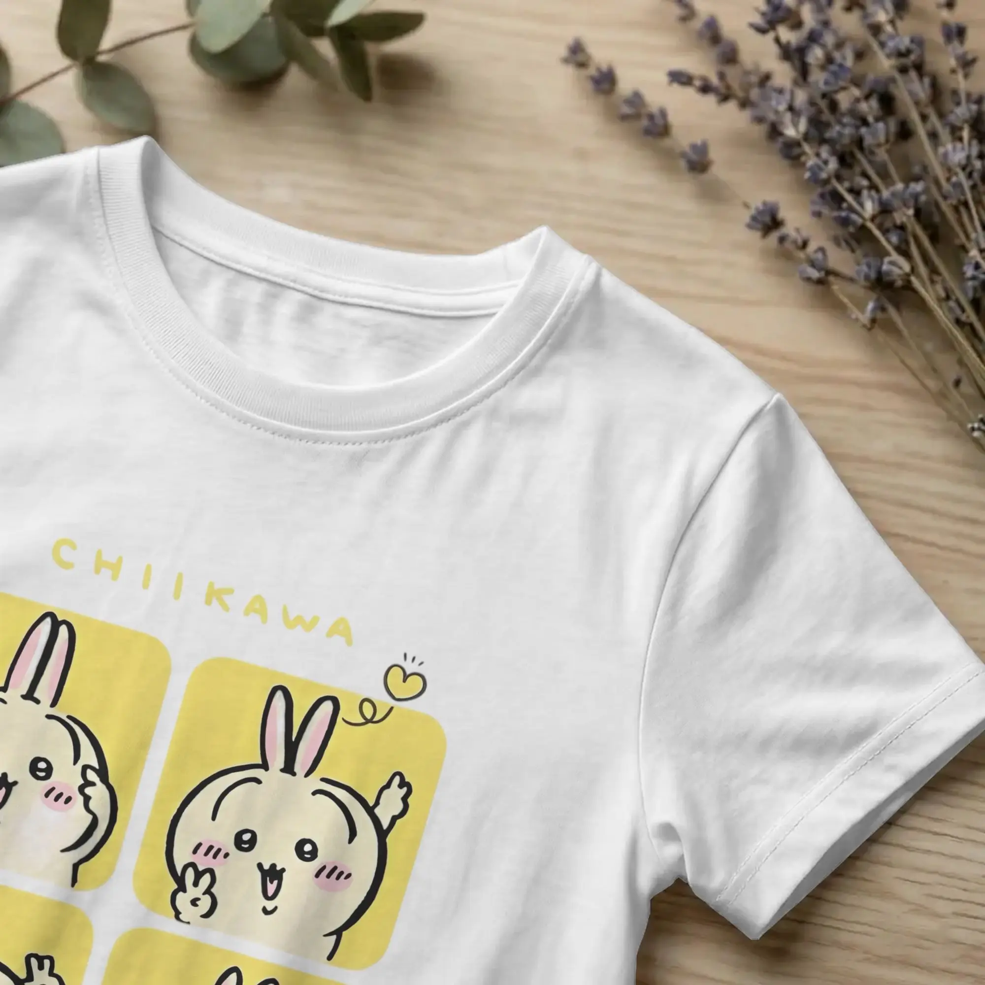 Chiikawas Sweet Little Moments T-Shirt für Herren und Damen, reine Baumwolle, cooles T-Shirt mit O-Ausschnitt, Usagi-T-Shirts, kurzärmelige Kleidung, Geschenk – Detail 2
