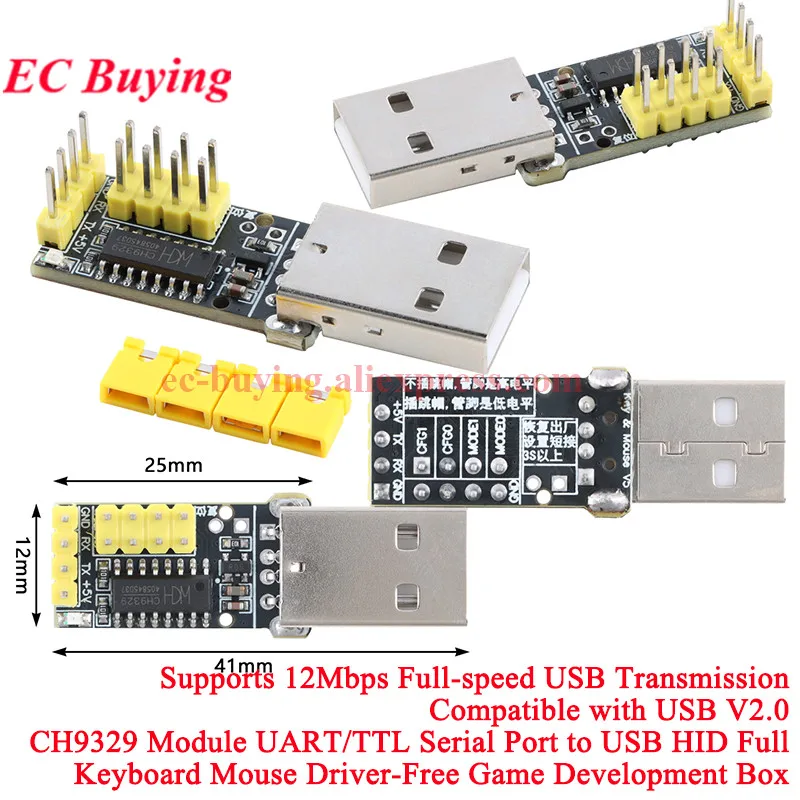 10Pcs/1pc CH9329 Module UART/TTL Serial Port to USB HID Full Keyboard Mouse Driver-Free Game Development Box 12Mbps Speed Board