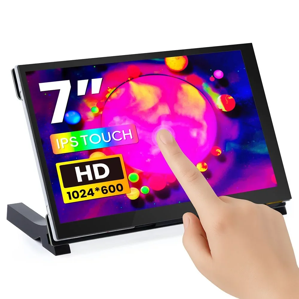 Ecran-tactile-ips-dsi-7-pouces-1024-600-moniteur-capacitif-5-points-compatible-avec-rpi-5-4b-3b-3b-bb-noir-avec-support-professionnel