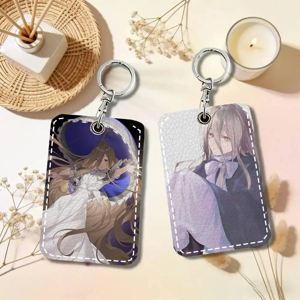 Sense Anime Sousou No F-Frieren Card Case Keychain Access Card Bag Key Tag Ring Leather Card Holder Key Ring Access