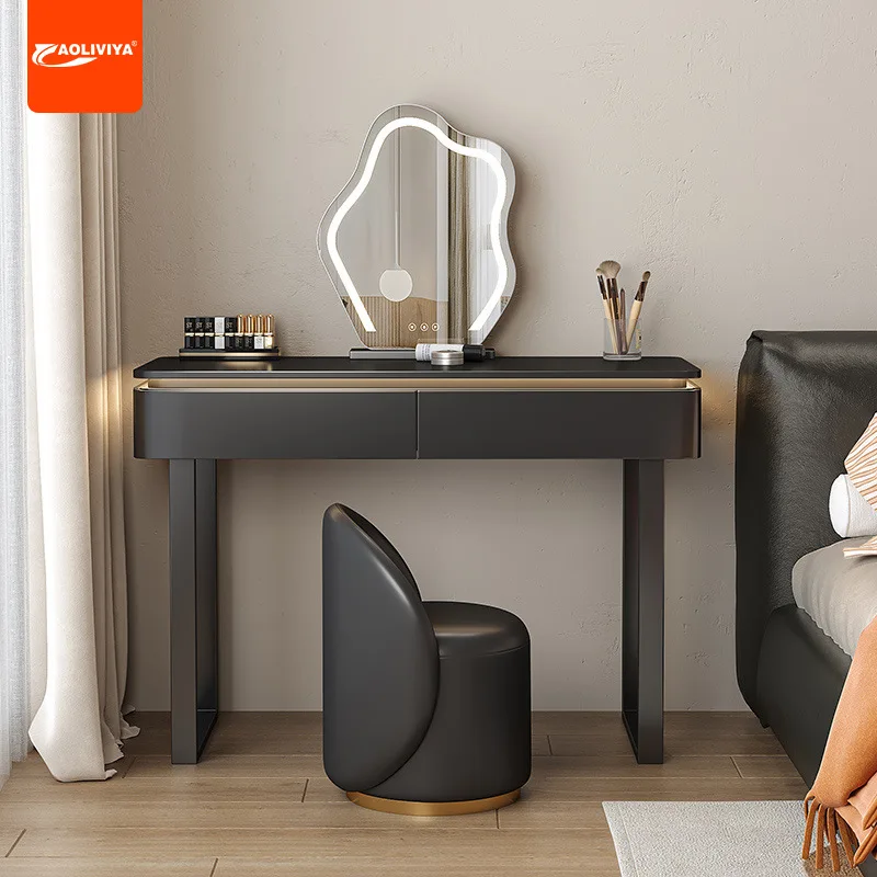 AOLIVIYA Black Dresser Light Luxury Small Apartment Modern Simple Designer High-end Bedside Italian Solid Wood Makeup Table