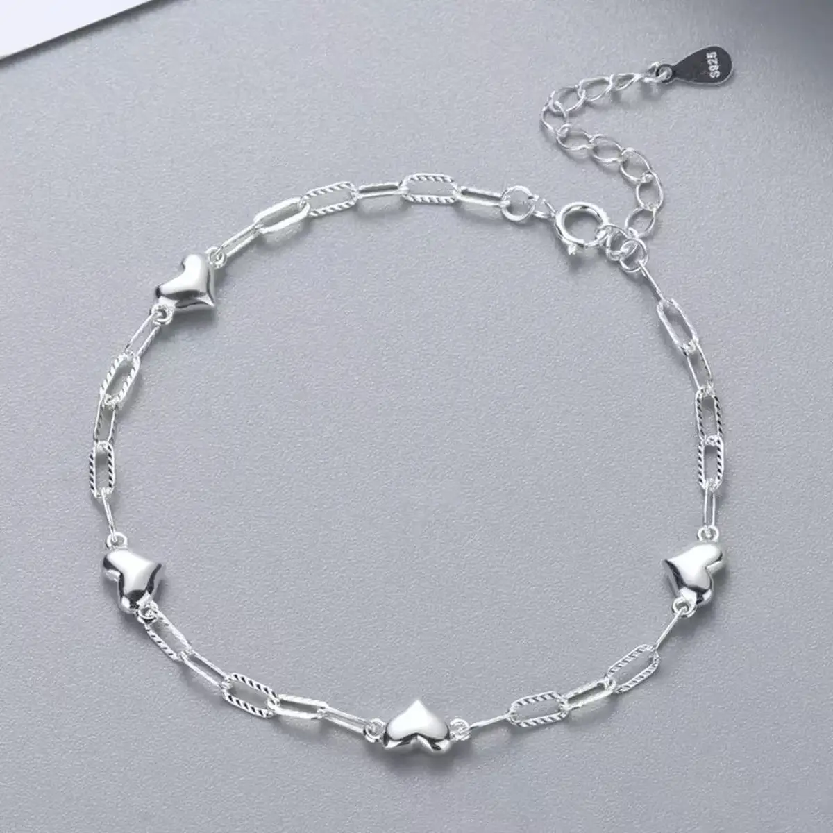 925 Sterling Silver Bracelet Love Sweet Ring Buckle Hand Jewelry Adjustable Hand Women Charm Jewelry