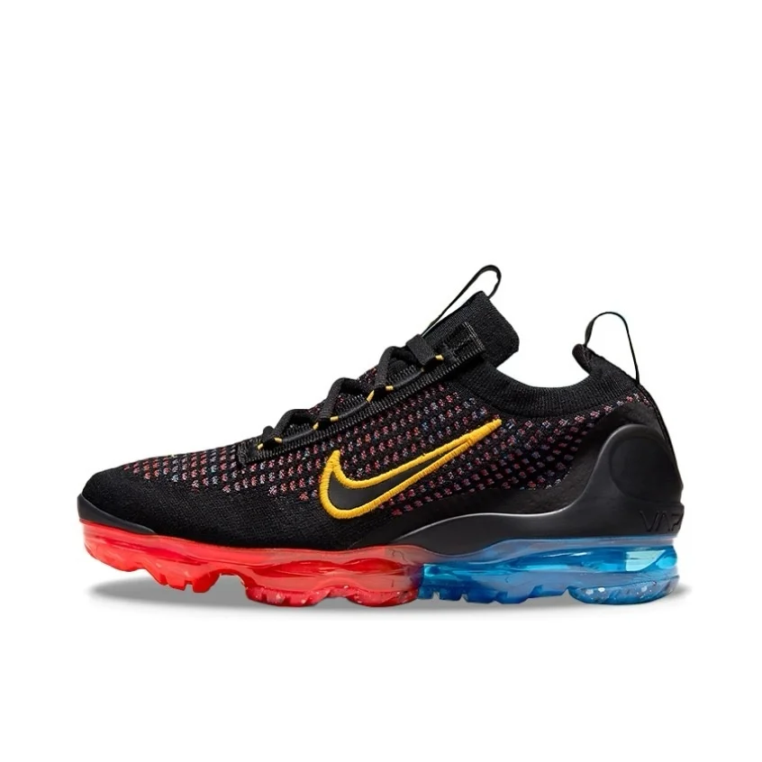 Nike Vapormax Flyknit 2021 Men's and Women's Red Blue Comfortable Breathable Shock Absorbent Springback Non-slip Wear Shoes