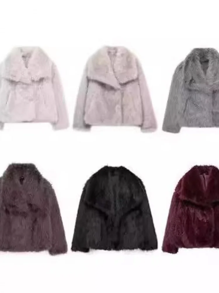Toka  Fur Coat Women's Autumn Winter New Style Faux Fur Leather Jacket Youth Waist Shaping Long Sleeve Square Collar Coat