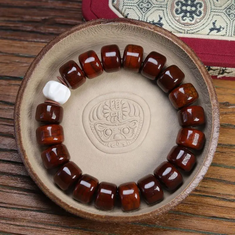 Tibetan Bead Bracelet, Vintage Style, Featuring Aged Yak Bone Beads In A Single Strand