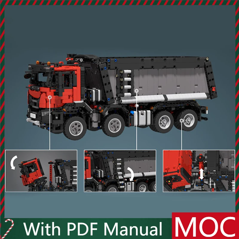 

2058 PCS MOC Red-black Iveco T-Way Tipper Model Modular DIY Building Blocks Kids Assembly Display Toys Festival Surprise Gift