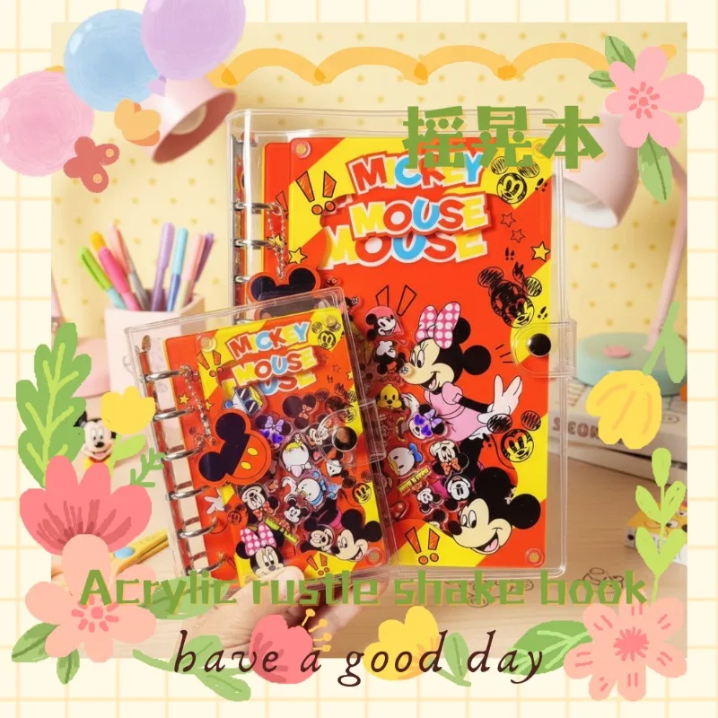 Acrylic Rustle Shake Book A5 A7 Mickey and Minnie Cartoon Sketch Diary Handbook Student Stationery Friends Sticker Kawaii Gift