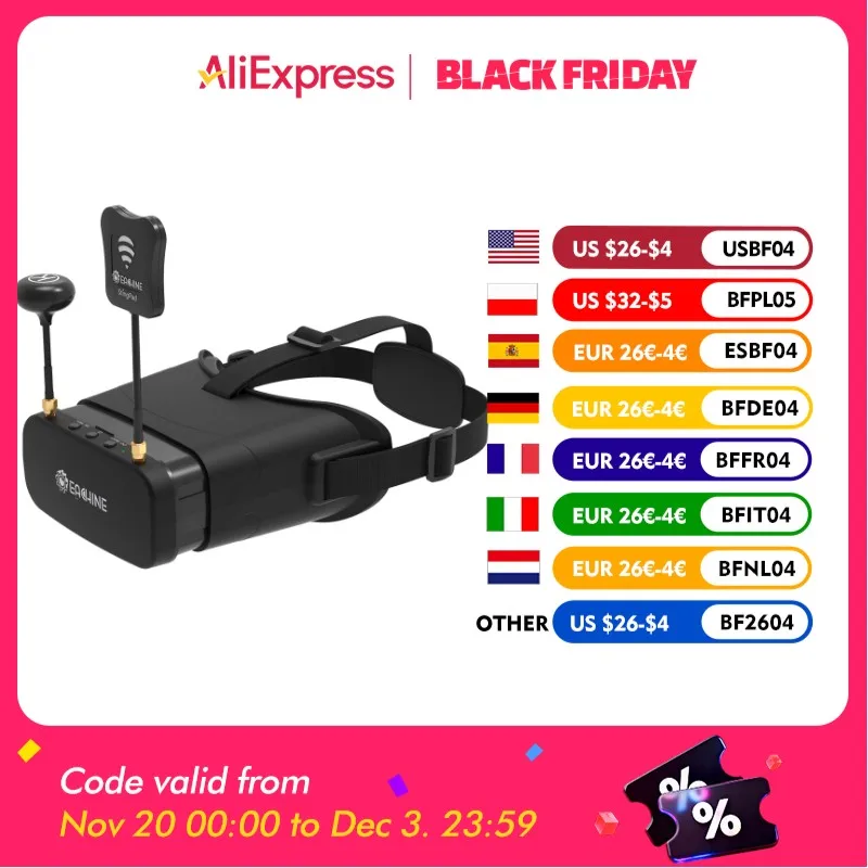 

Eachine EV800DM Варифокальные 5,8G 40-канальные разнообразные очки FPV с HD DVR 3-дюймовая видеогарнитура 900x600 со встроенным аккумулятором