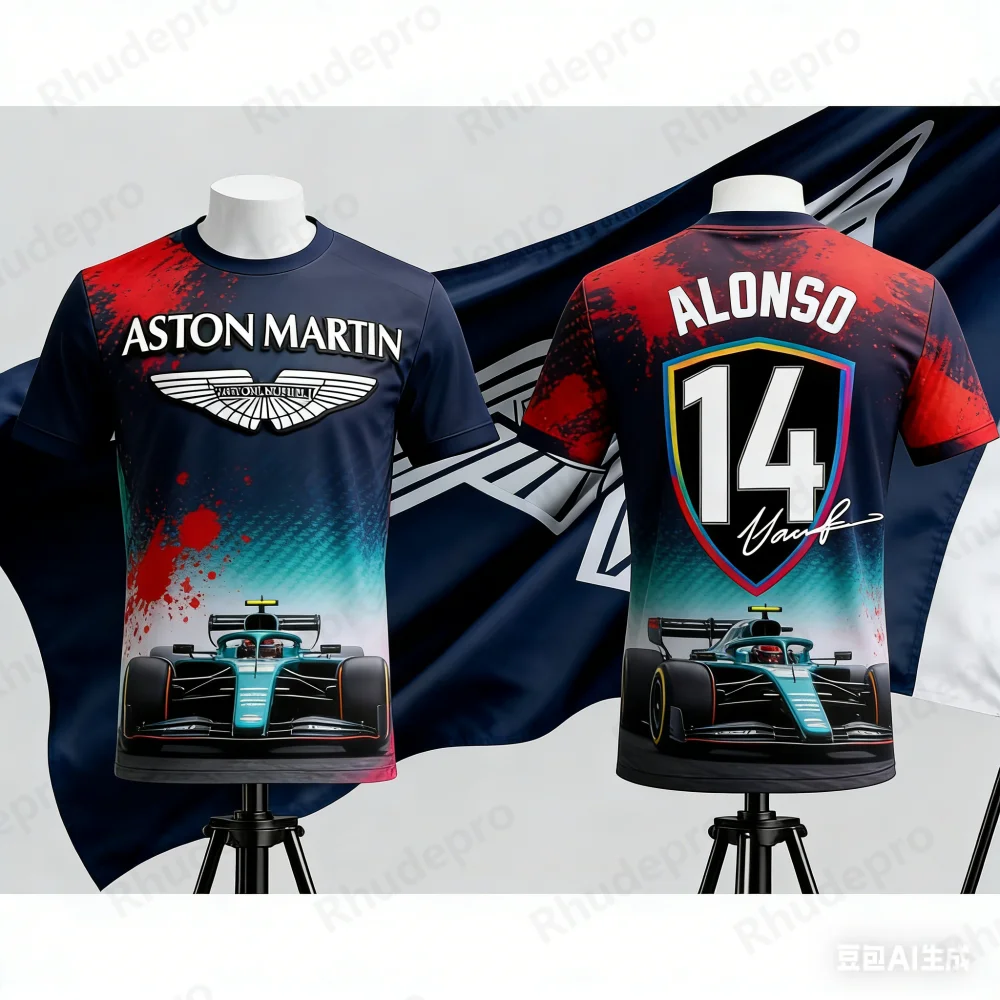 Camiseta Aston Martin 2026 Fernando Alonso No. Camiseta 14, Equipo de Corredores Españoles, Secado Rápido, Estilo Clásico Retro