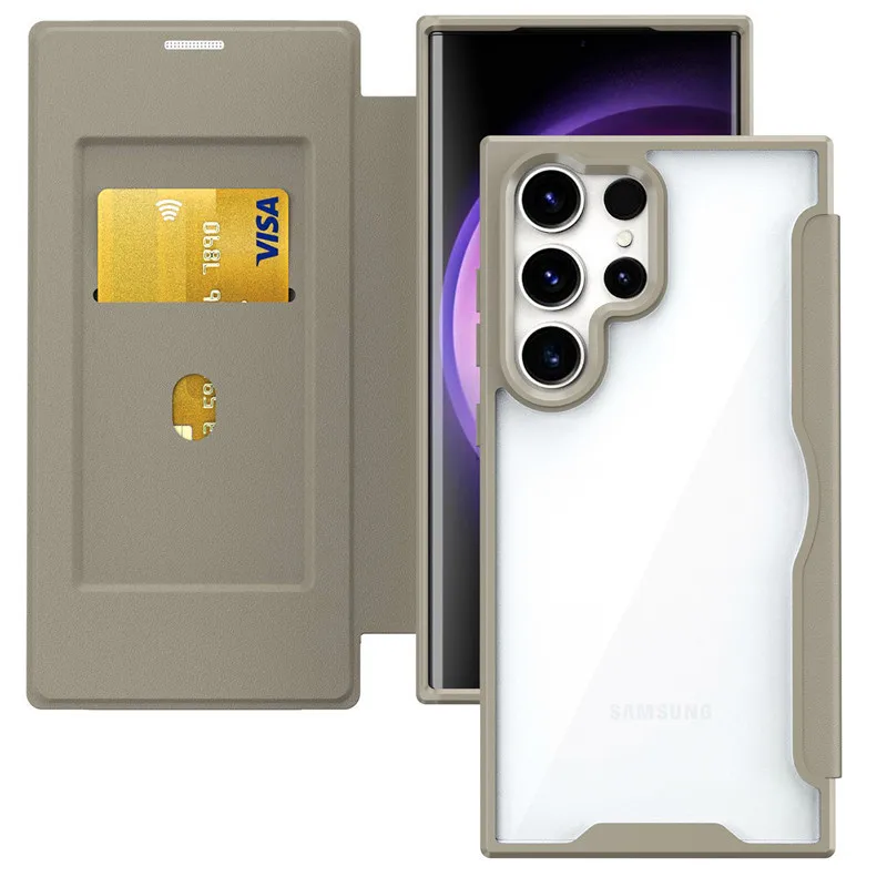 

Solid Color Leather Magnetic Flip Phone Cover for Samsung Galaxy S23 S24 Plus S25 Ultra A54 A55 with Built-in Card Slots