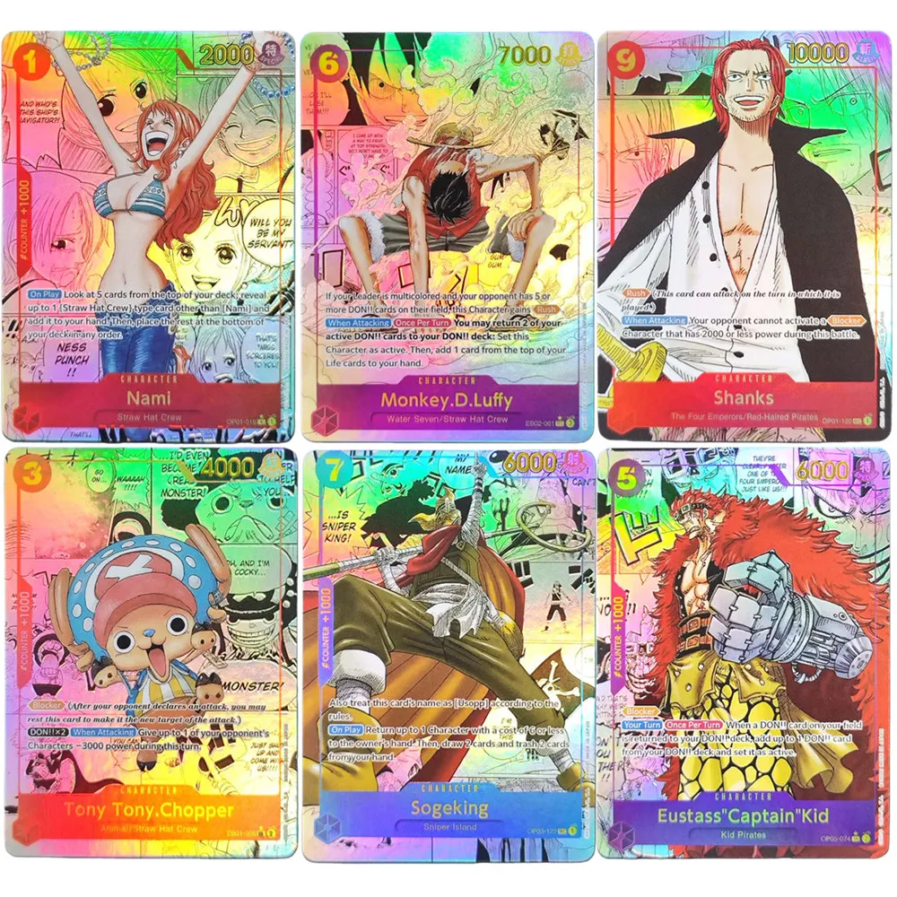 Bricolage une pièce jeu de cartes Manga Shanks OP01-120 Luffy EB02-061 Chopper EB01-006 Nami OP01-016 Sogeking anglais Tcg cartes d'anime