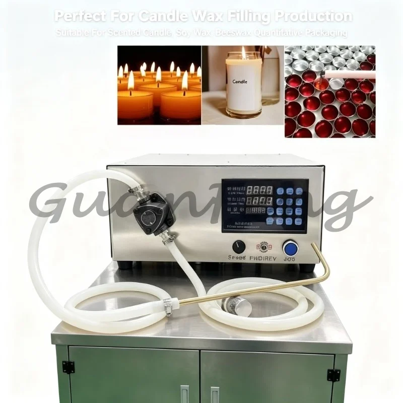 Semi automatic pneumatic single head candle wax filling machine, used for liquid filling of candle jars and melted wax