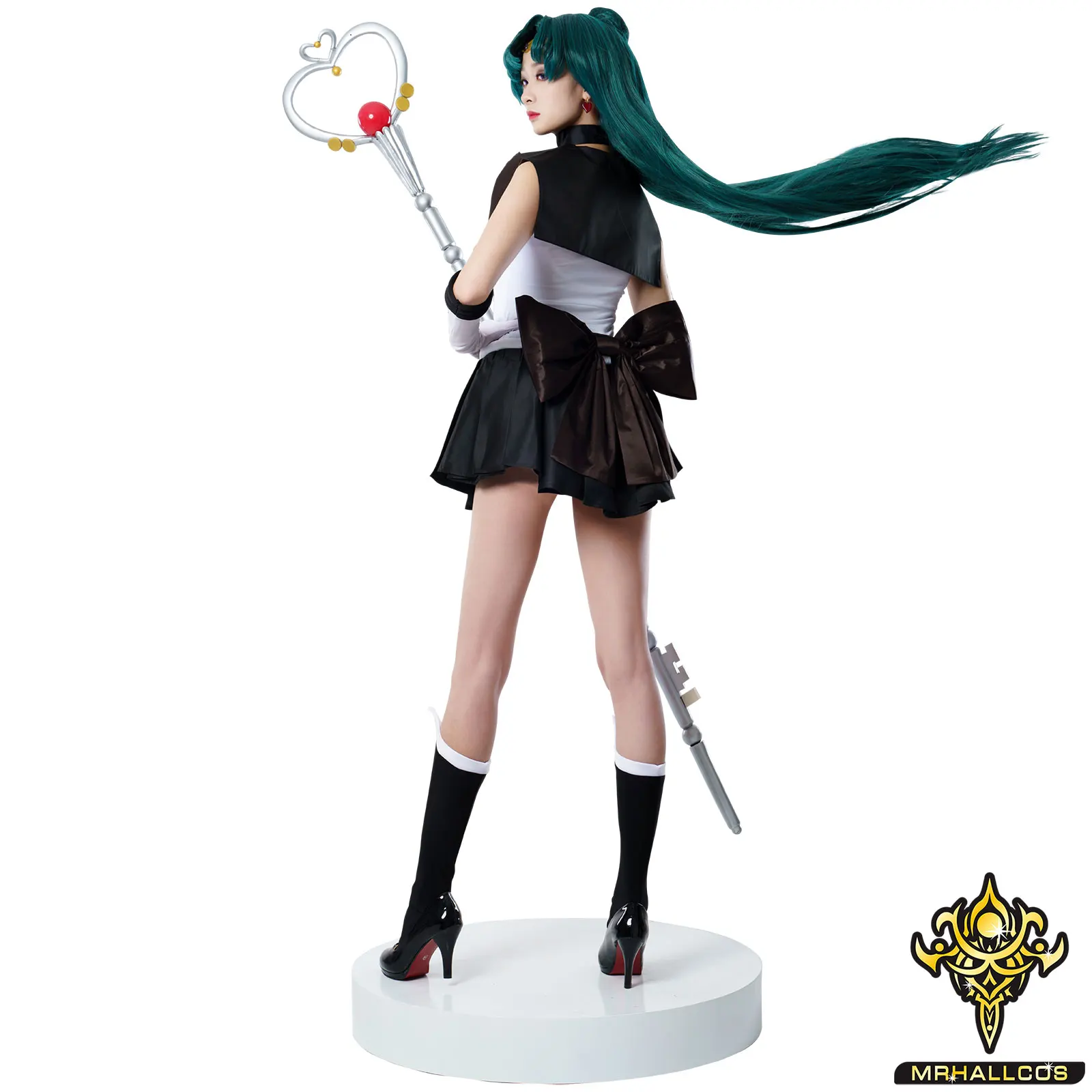 Mrhallcos Anime Cosplay Sailor Pluto Setsuna Meiou Manen Kristallen Jurk Outfits Kostuum Halloween Feest Kind Volwassen Vrouwen Plus Size