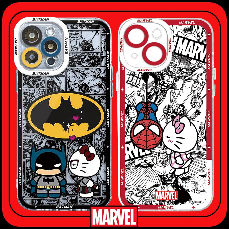 Bonito morcego homem aranha olá kitty caso de telefone para xiaomi redmi 13 12 10 14c 14r 13c 13x 12c 12r 11a 10c a5 a4 a3 a2 a1 pro capa
