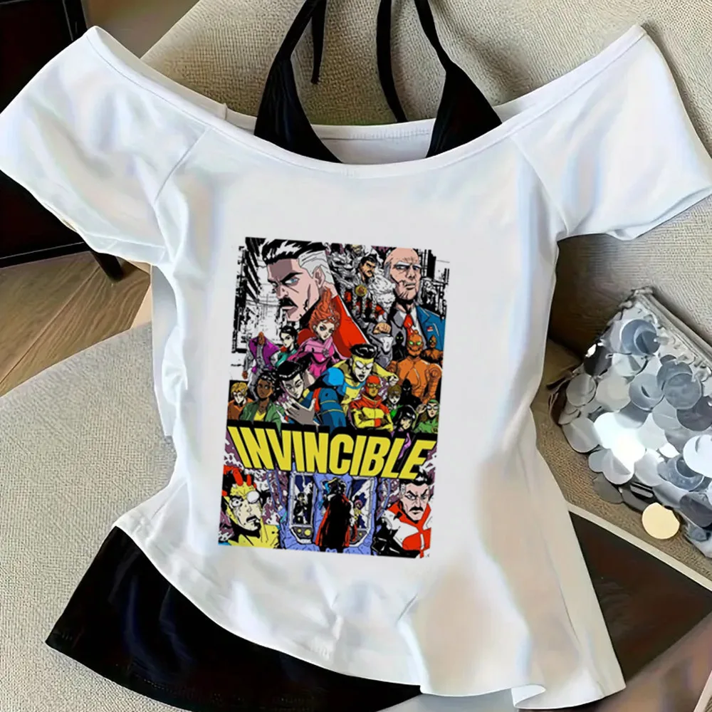 Invincible crop top teen streetwear vintage meme graphic t shirt scene  y2k japan clearance sales funny